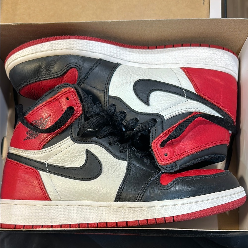 Nike Air Jordan 1 High Top Sneakers in Black, Red & White